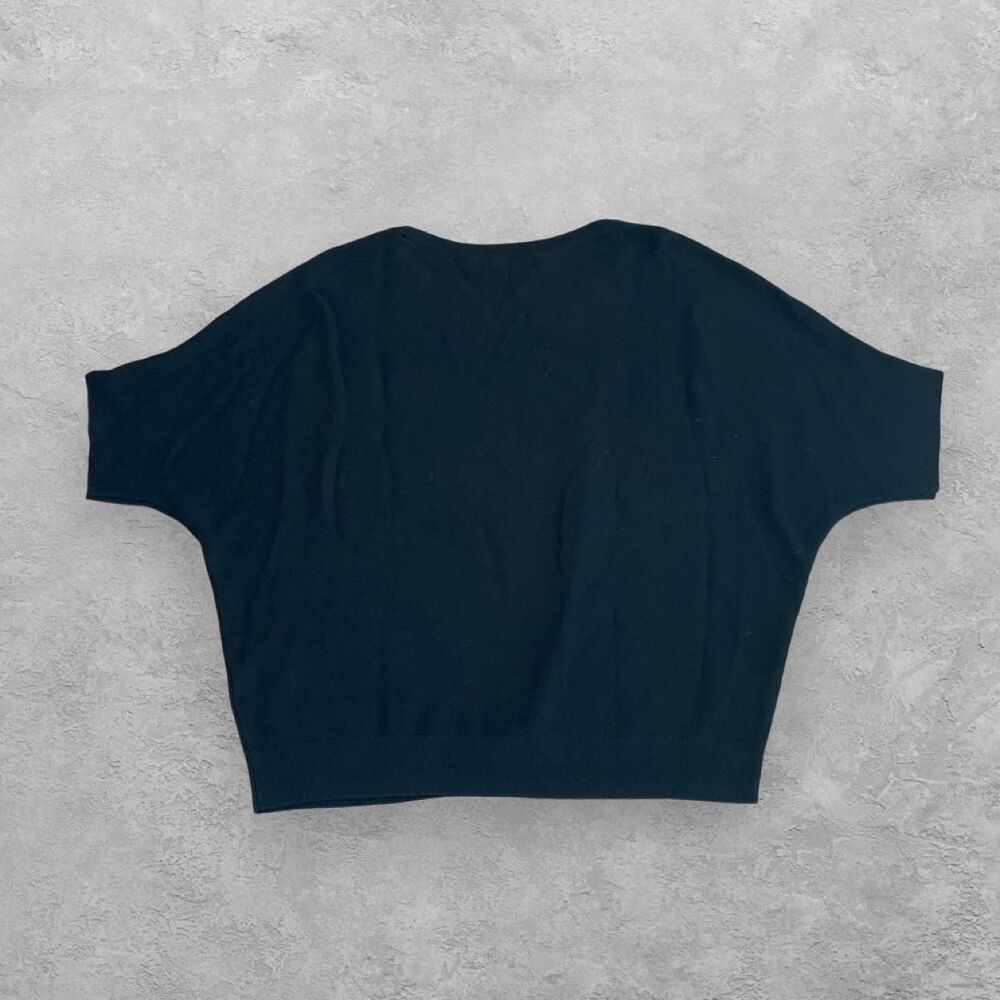 Quince Cotton Cashmere Link Stitch Dolman Sweater Black XL Minimalist - Picture 4 of 8